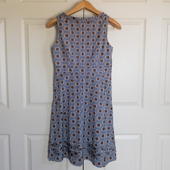 Tory Burch Summer Dress Hexagon Geometric Print Cotton Sleeveless Size 8 NWOT - Picture 3 of 11